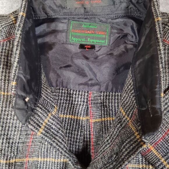 Mountain Tek Vintage Light Jacket Button Down Shirt Sz LG Grey Plaid - Picture 6 of 7